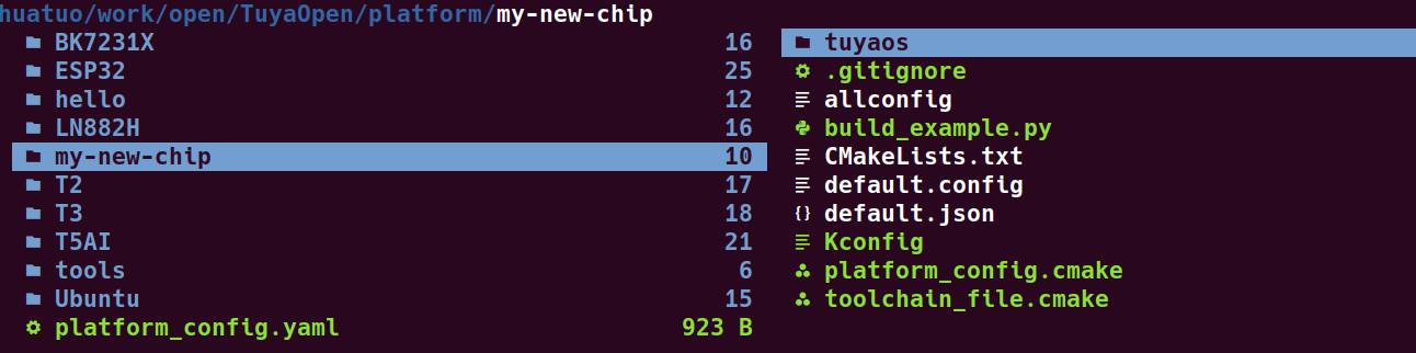 New platform folder under the platform directory